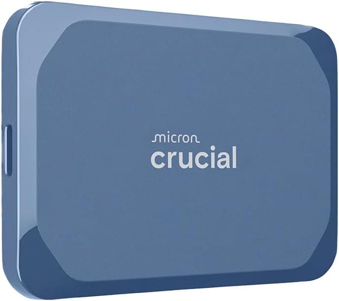 Crucial X10 2TB External Portable SSD Drive - Up to 2100MB/s, USB-C 3.2 Gen2, IP65 Dust and Water Resistant, External Solid State Drive, Matte Blue - CT2000X10SSD9-02