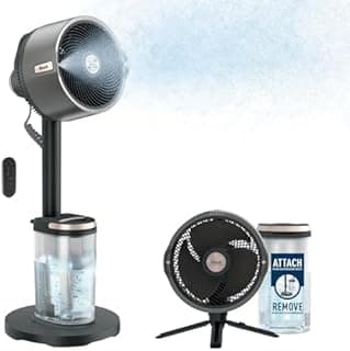 Shark FlexBreeze Pro Mist Ventilateur intérieur/extérieur sans fil, Brumisateur portable, Portée 20 m, Sur pied ou de table, 5 vitesses, Silencieux, Télécommande, Gris Charbon FA300EU - 1