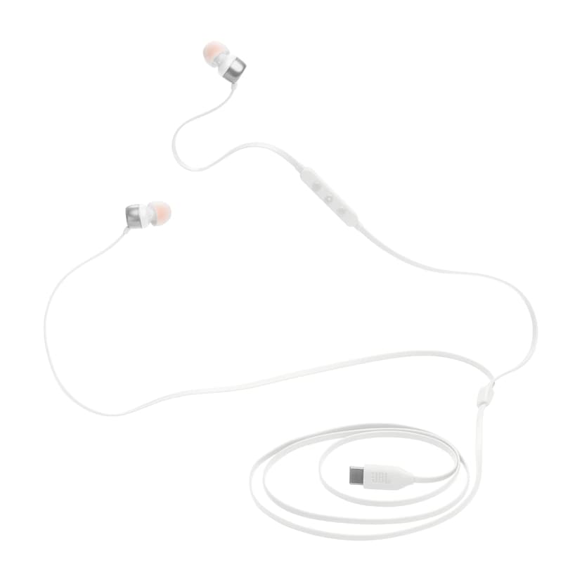 JBL Tune 310 C Hi-Res Wired Earbuds with Microphone, Flat Tangle-Free Cable, 3-Button Remote, EQ Presets Control and Volume Adjustment, White - 1