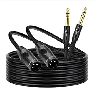 Twozoh XLR to 1/4 Inch Jack TRS Cable 2 Pack, balanced 6.35mm Plug to 3 pin XLR Male, Quarter inch Stereo Male Guitar Cable 2M (Profesional/Hifi)
