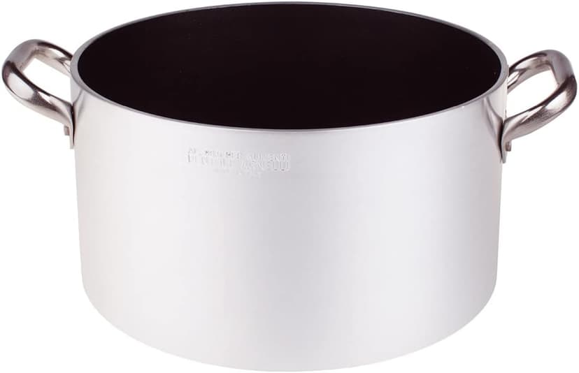 Pentole Agnelli Aluminium Anti - Adherent Professional 5 Mm. Deep Platinum Saucepot With 2 Handles, 5.92 Litre, Colour - Silver/Black - 1