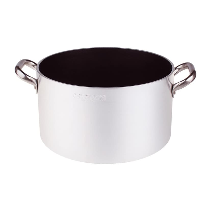 Pentole Agnelli Platinium Casserole Haute en Aluminium avec 2 poignées en Acier Inoxydable, argenté 32 cm Argent - 1