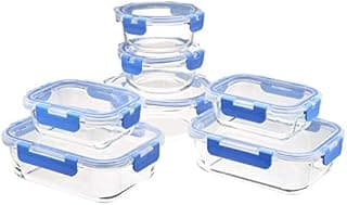 Amazon Basics Glass Locking Lid Food Storage, 14 Count Se…