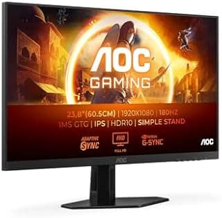 AOC 24G4XED 23.8 inch FHD Gaming Monitor 180Hz, Fast IPS Panel, 0.5ms MPRT, Adaptive Sync, HDR10, G-Sync Compatible, Speakers, (1920x1080 HDMI 2x 2.0 DP 1x 1.4) Black