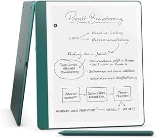 Amazon Kindle Scribe (64 GB) – Redesigned display with uniform borders. Now write directly on books and documents. With built-in notebook summarisation. Includes Premium Pen – Jade Metallic