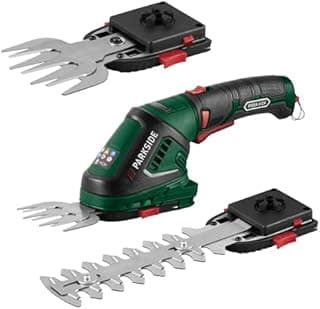 HKM Akku Technik Parkside PGSA 4 Ciseaux à gazon et arbustes Alimenté par pile,sans fil avec poignée souple rotative Chargeur USB,Vert - 1