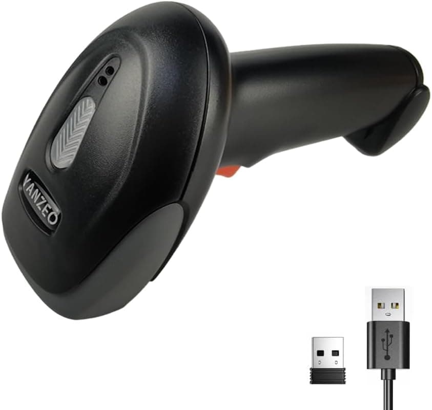 Yanzeo L6811 Barcode Scanner 1D Wireless & USB Barcode Reader for Windows, Android, iOS & PC