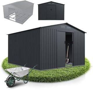 Juskys Metal Tool Shed XXL - Dark Grey, Weatherproof with…