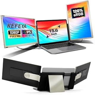 KEFEYA 15.6" Laptop Bildschirm Erweiterung für Alle Laptops 120% sRGB FHD 1080P Laptop Monitor Erweiterung Triple Portable Monitor mit Type-C USB HDMI Plug und Play für Mac, Windows, Chrome, Android - 1