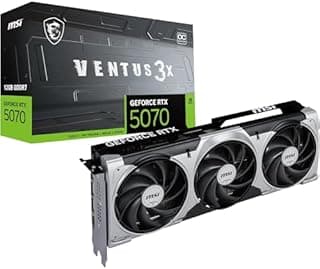 MSI GeForce RTX 5070 12G VENTUS 3X OC Graphics Card - RTX 5070 GPU, 12GB GDDR7 (28Gbps/192-bit), PCIe 5.0 - Triple Fan Thermal Design (3 x TORX FAN 5.0) - HDMI 2.1b, DisplayPort 2.1b - 1