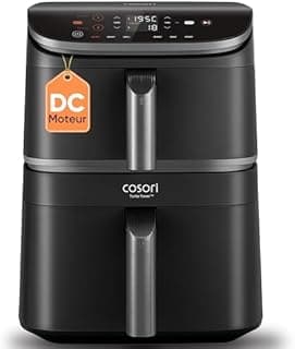 COSORI Air Fryer Double Stack 10.8L, Oil Free 2 Drawer Fryer, 3 Cooking Levels, 6-in-1, Compact and Stackable Design, 41 Percent Less Wide than Traditional Double Airfryers, 63 Recipes - 1
