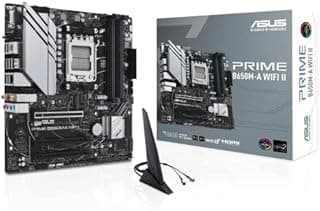 ASUS PRIME B650M-A WIFI II – Carte mère AMD Ryzen AM5 Micro-ATX (DDR5, PCIe 5.0 M.2 support, 2.5Gb Ethernet, Wi-Fi 6, DisplayPort, VGA, HDMI, SATA 6 Gbps, USB 3.2 Gen 2 ports, Arua Sync RGB)