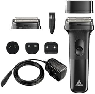 Andis 562711 Kit de rasoir à feuille de titane inFORM, batterie lithium-ion longue durée, rasage doux avec/sans fil, rechargeable, noir