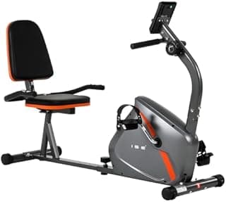 ISE Horizontal Exercise Bike with Adjustable Saddle, Recumbent Exercise Bike Ideal for Recovery Training, Pulse Sensors, Quiet, Grey
