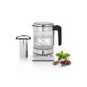 WMF KITCHENminis Bouilloire théière électrique en verre, 1 L, 1900 W, 5 niveaux de température, Maintien au chaud, Sans Fil, Qualité Schott Duran, Filtre thé intégré, Design Inox & Compact 0413180012 - 1