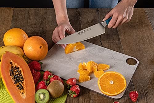 Arcos Couteau de Chef Forgé en Acier Taille 8 Pouces, Manche Micarta Professionnel & Bord en Soie Spécial et lame Argentée de 210 Mm, Impressionnez àChaque Coupe, Série Brooklyn, Couleur Bleue, - 7