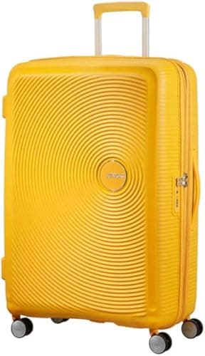 American Tourister Soundbox - Hard Shell Suitcase 77 cm Large - Trolley Suitcase with 4 wheels, TSA Lock, Expandable & Light - 97/110 L - Yellow (Golden Yellow)
