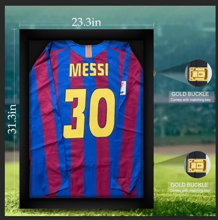 Tinkeps Football Shirt Frame Display - Engineered Wood & Acrylic, Jersey Display Case, Black - 2