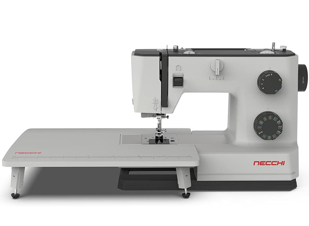 Necchi Q132A Sewing Machine, Aluminium Die Casting Interior, ABS shell, Black, Regular
