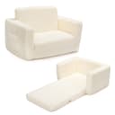 BEJOY Kids Sofa Bed 2-in-1 Flip Out Cuddly Sherpa Toddler Couch Convertible Chair to Lounger Children Sofa Bed Children's Day and Birthday Gift for Girls Boys, White - 1