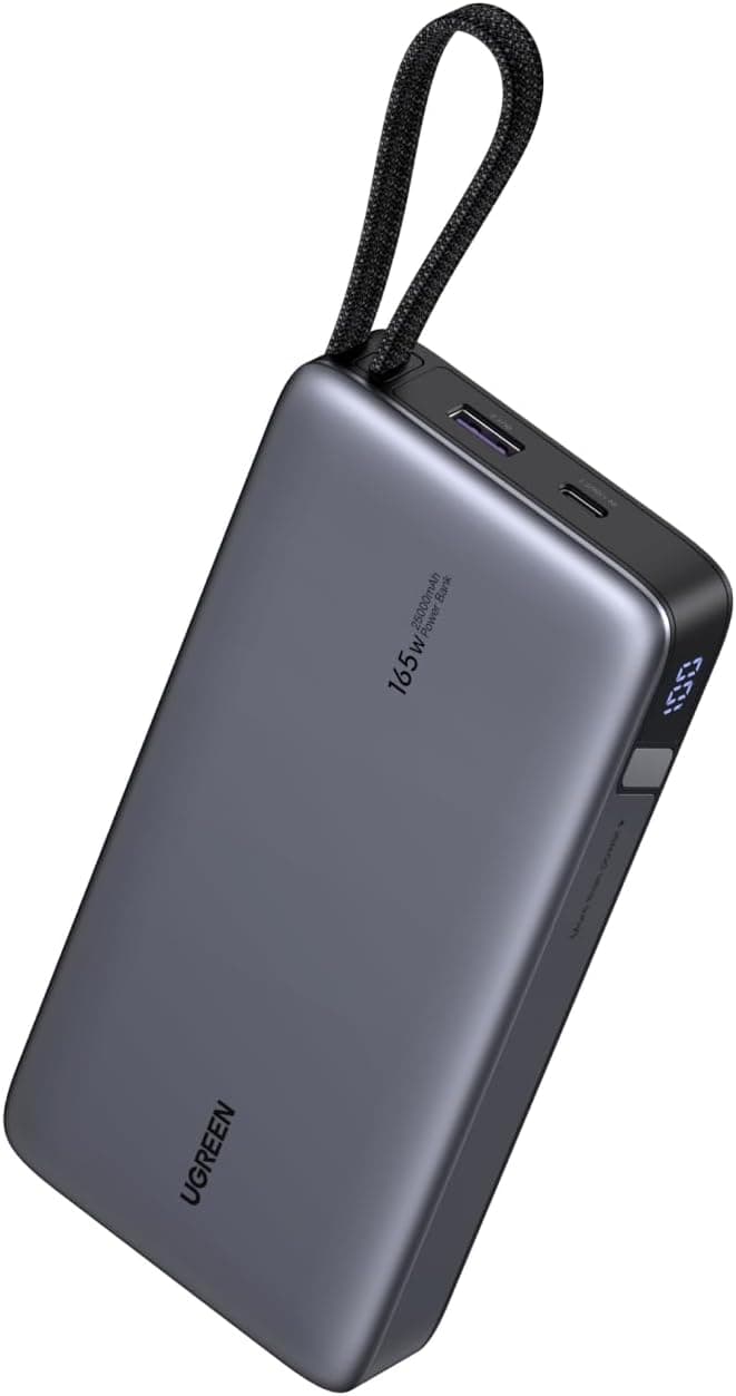 UGREEN Nexode Power Bank 25000mAh 165W Fast Charge with 2 Integrated USB-C Cables (140W PD3.1) Compatible with MacBook Pro 16", Dell XPS, iPad Pro, Steam Deck, Galaxy S25 Ultra, iPhone 17 - 1