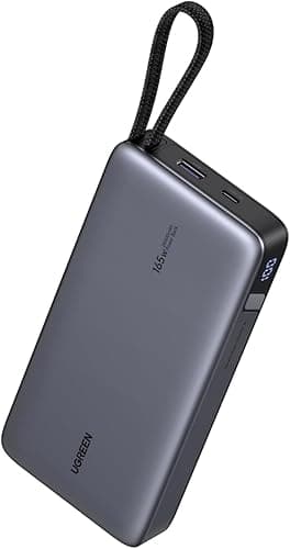 UGREEN Nexode Power Bank 25000mAh 165W Fast Charge with 2 Integrated USB-C Cables (140W PD3.1) Compatible with MacBook Pro 16", Dell XPS, iPad Pro, Steam Deck, Galaxy S25 Ultra, iPhone 17