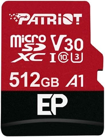 Patriot Memory Carte Mémoire MicroSDXC EP Series A1 V30 512 Go jusqu'á 90Mo/Sec PEF512GEP31MCX