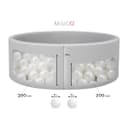 Misioo Smart Ball Pool for Children's Room – 200 Balls – Toy – Machine Washable, Oeko-Tex Certified – 90 x 30 cm, Light Grey – Blue/Yellow/Light Blue - 4