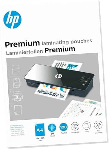 HP Premium Laminating Pouches, A4, 80 Micron, Pack of 100