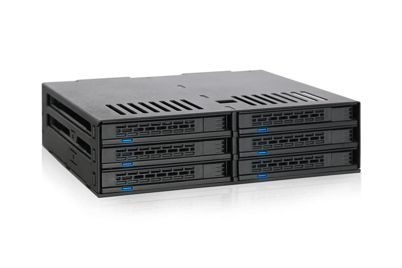 ICY DOCK ExpressCage MB326SP-1B Lot de 6 racks amovibles pour disque dur SATA/SAS 2,5" avec plateaux sans vis dans une baie 5,25" - 1