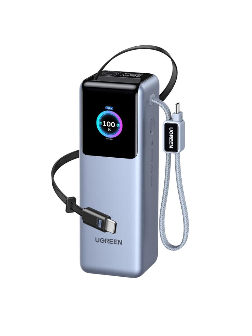 UGREEN Nexode Laptop Power Bank 25000mAh 200W Fast Charging Portable Charger Built-in Retractable Cable & Smart Display 4-Way Output Battery Pack Compatible with Dell, HP, iPad, iPhone 17/16 - 1