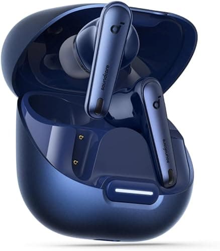soundcore by Anker Liberty 4 NC Wireless Noise Cancelling Earbuds, 98.5% Noise Reduction, Adaptive Noise Cancelling to Ears and Environment, Hi-Res Sound, 50H Battery, Wireless Charging (blue)