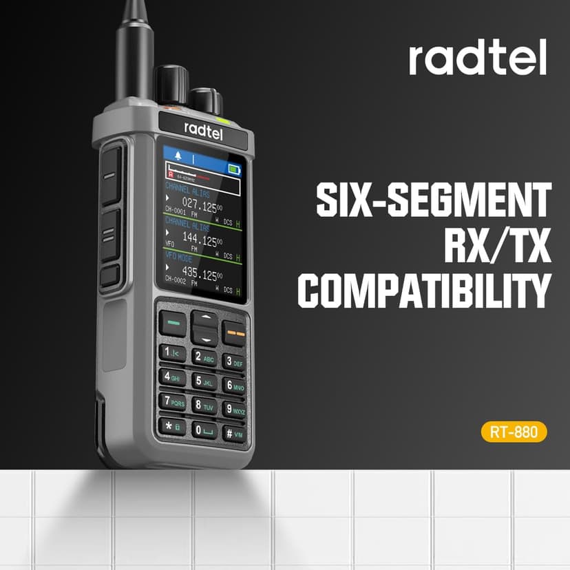 Radtel RT-880G GPS APRS Ham Radio 10W Walkie Talkie Portable CB Radio 1024 Channels HF SSB Rx with Cross-Band Repeater, 2.4 Inch Color Display, 2400mAh Rechargeable Battery, - 9