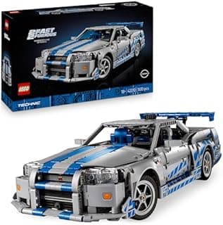 LEGO Technic 2 Fast 2 Furious Nissan Skyline GT-R (R34) Car Model Kit for Adults - incl. a Drift Function, Steering, Suspension & a 6-Cylinder Engine - Collectible Gift for Fans - 42210