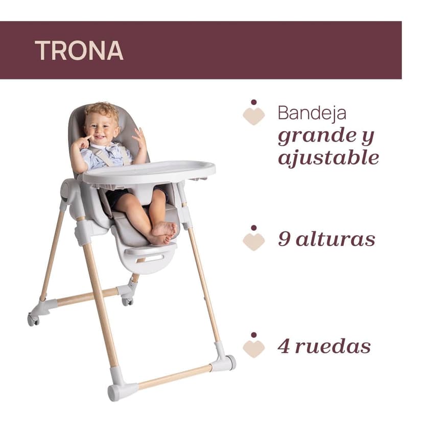 Chicco Polly Armonia Chaise Haute Bebé Évolutive, pour Enfants de 0 Mois à 40 kg, 9 Niveaux de Hauteur, 3 Positions d'Inclinaison, Repose-Pieds Réglables, Pliage compact, 4 Roues, Brun - 7