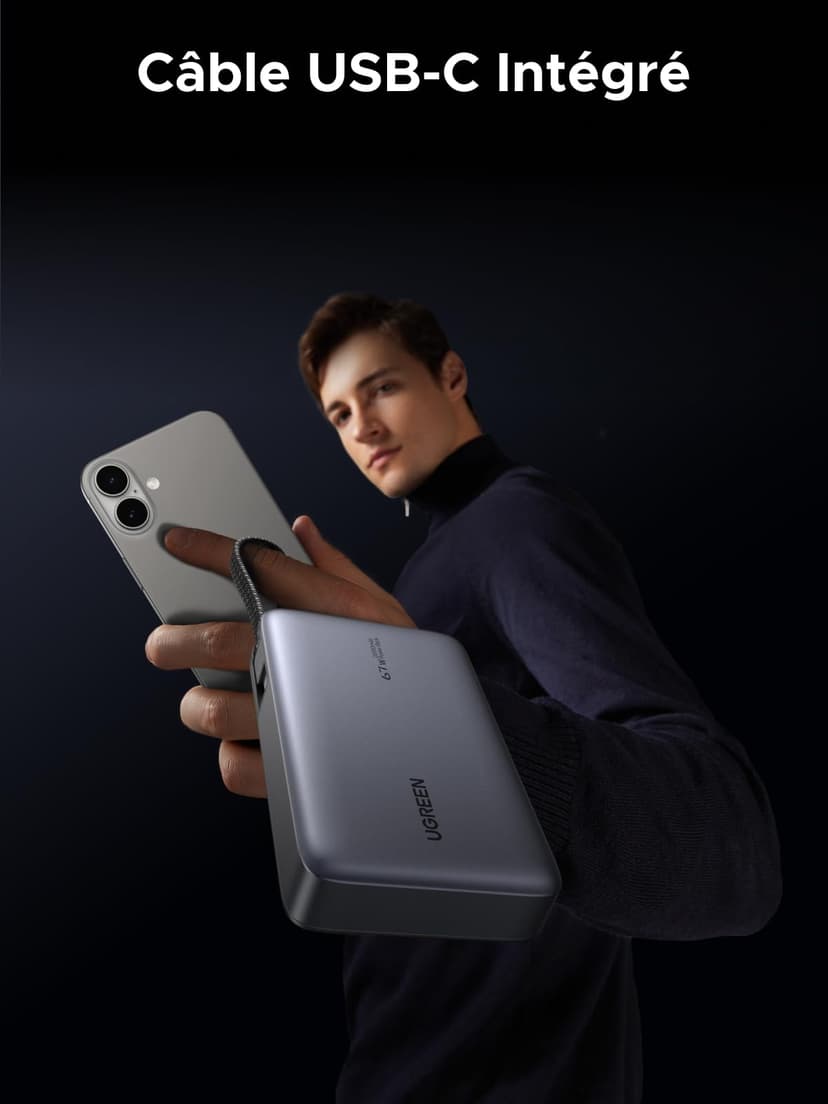 UGREEN Nexode 67W Batterie Externe 20000mAh Power Bank Charge Rapide PD 65W Câble USB C Intégré Chargeur Portable PC LED Compatible avec Xiaomi Note 15 14 13 Poco M8 M7 iPhone 17 16 15 Galaxy S25 S24 - 9