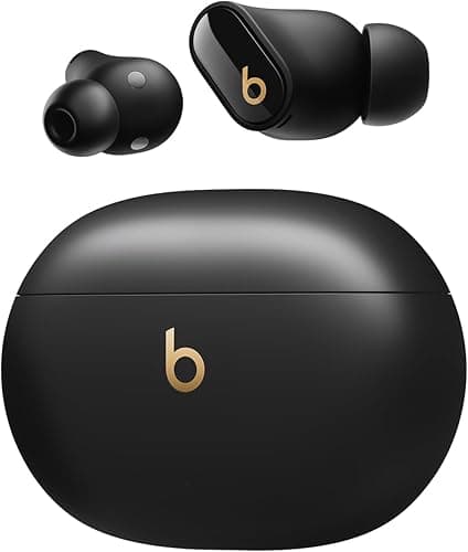 Beats Studio Buds + | True Wireless Noise Cancelling Earbuds, Enhanced Apple & Android Compatibility, Built-in Microphone, Sweat-Resistant Bluetooth Headphones, Spatial Audio – Black/Gold