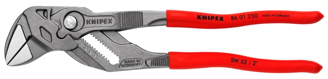 KNIPEX Pliers Wrench Pliers and a Wrench in a Single Tool with Non-Slip Plastic Coating 250 mm, 86 01 250