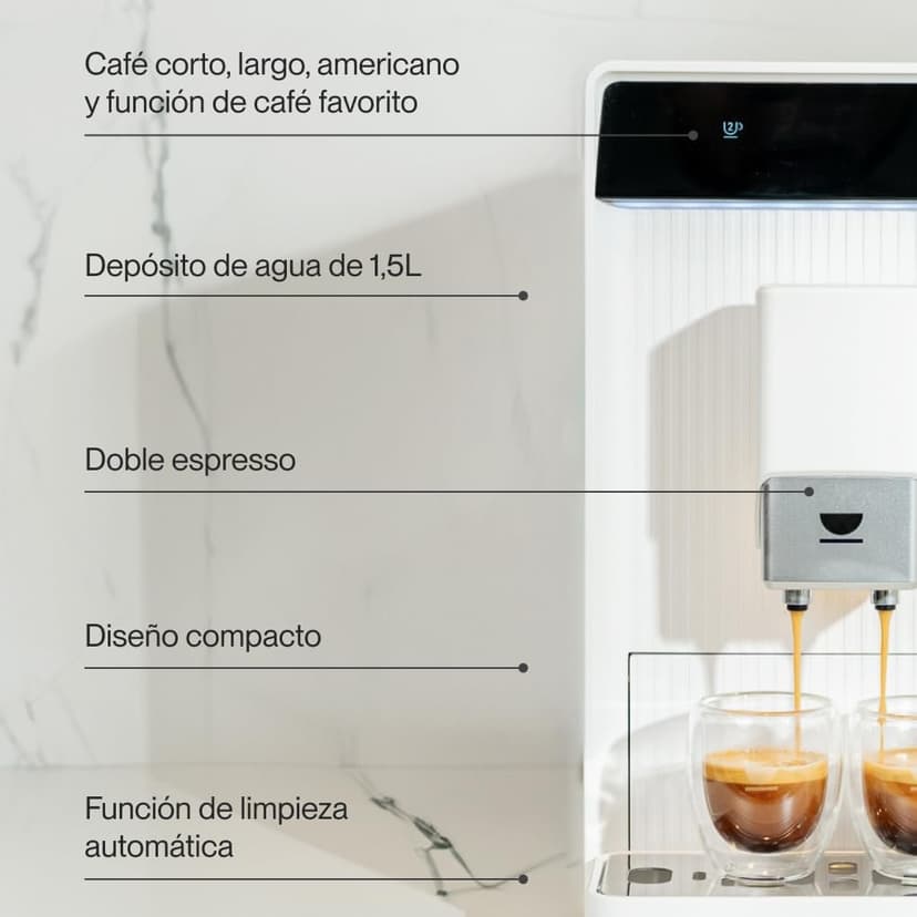 Incapto Aura Caffettiera Superautomatica | 19 Bar | Doppio Pulsante Espresso | Caffettiera a grana compatta e design elegante | Macinino regolabile | Pulizia automatica | Ricette multiple (bianco) - 6