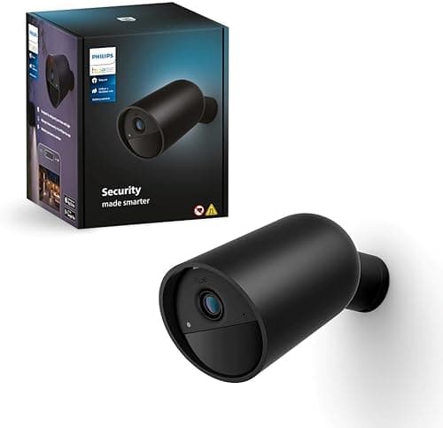 Philips Hue Secure, Smart camera for outdoor / indoor video surveillance, Black, Full HD video, Battery operated, night vision, wireless, two-way communication, can be connected to Philips Hue smart