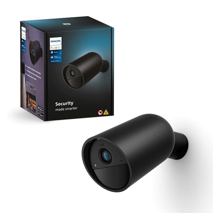 Philips Hue Secure, Smart camera for outdoor / indoor video surveillance, Black, Full HD video, Battery operated, night vision, wireless, two-way communication, can be connected to Philips Hue smart - 1