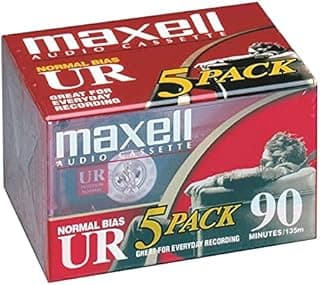 Maxell 108562 UR-90 5PK Normal Bias Audio Cassettes 90 Minute With Cases 5 Pack