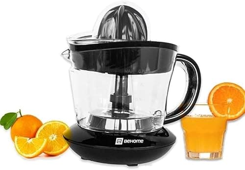 Behome Presse agrumes électrique, petite contenance 700 ml, en plastique, mouvement bidirectionnel, avec double cône de pressage, carafe graduée, noir