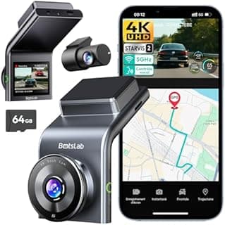 BOTSLAB 4K Dashcam Voiture GPS, Dashcam Voiture Avant Arrière avec Carte SD 64GB, 5G WiFi Camera Voiture Grand Angle 170°, Vision Nocturne,WDR,G-Capteur,Mode Stationnement24H, Enregistrement en Boucle - 1