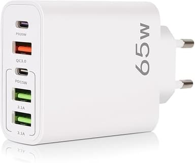 Chargeur USB C, 65W 5 Port Chargeur Rapide PD+QC 3.0, Mul…