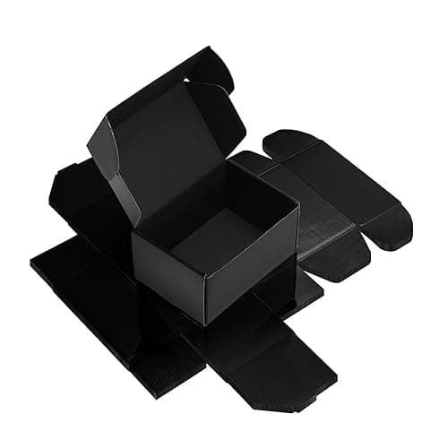 RLAVBL 6x4x3 Shipping Boxes 6 Pack, 15.3x10.2x7.6cm Black Corrugated Cardboard Boxes, Mailing Box for Posting, Small Business