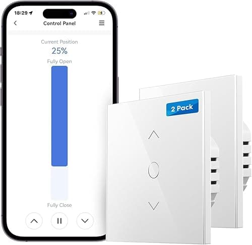 Meross Smart Roller Shutter Switch (NEUTRAL WIRE REQUIRED), Curtain Switch Compatible with Alexa and Google Home, Percent Control, Voice Control and Remote Control (2)