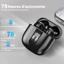Wireless Earbuds Bluetooth Earphones, 60H Deep Bass Ear Buds with 6 Noise Cancelling Microphone, IP5 Waterproof in Ear Headphones for iPhone Android Sports Gaming (Black) - 3