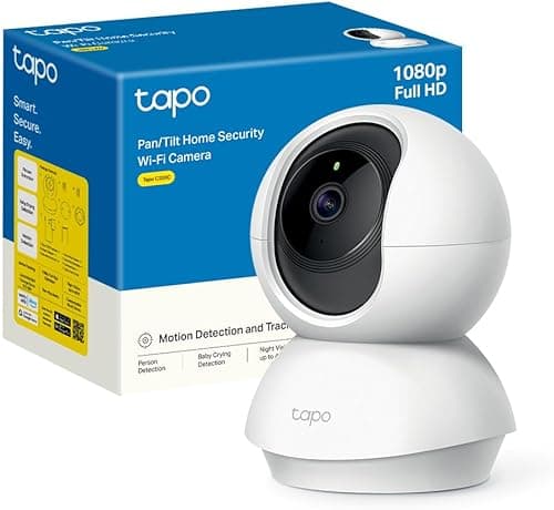 Tapo C200C Indoor WLAN Camera, FHD, Surveillance Camera, Night Vision, 360° Viewing Angle, Bidirectional Audio, Motion Detection and Notifications, Integrated Acoustic and Clear Alarm