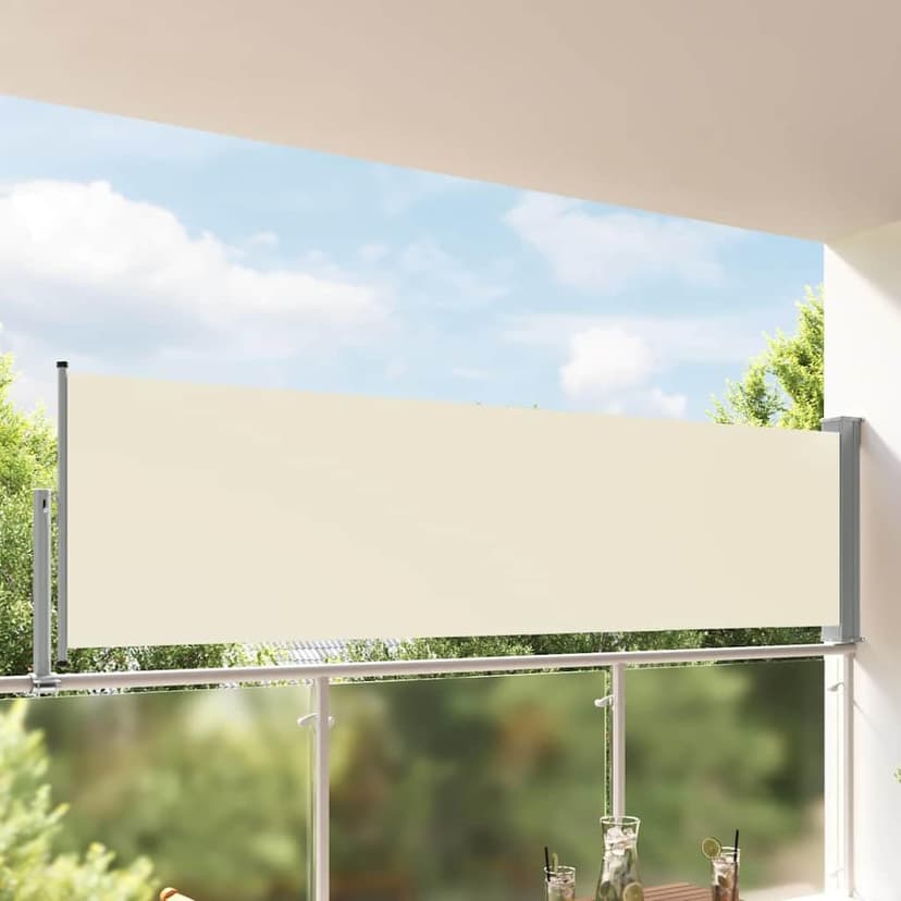 vidaXL Patio Retractable Side Awning 100x300cm Cream Garden Screen Canopy - 2